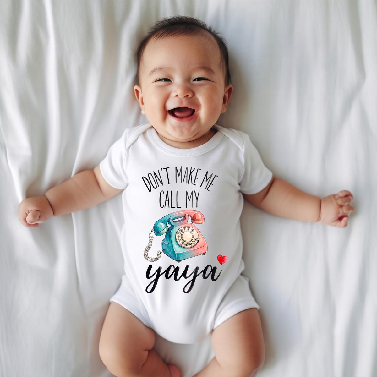 Don't Make Me Call My Yaya Baby Shirt, Funny Yaya Toddler Tee, Grandma Gift from Grandkid, Retro Phone Baby Clothes, Baby Shower Gift