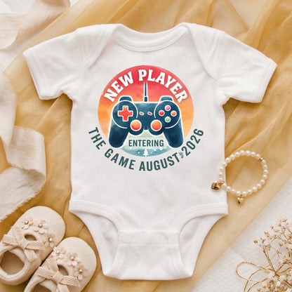 Custom Month New Player Entering The Game Onesie, Gamer Pregnancy Reveal Bodysuit, Video Game Baby Announcement, Gamer Dad Baby Shower Gift