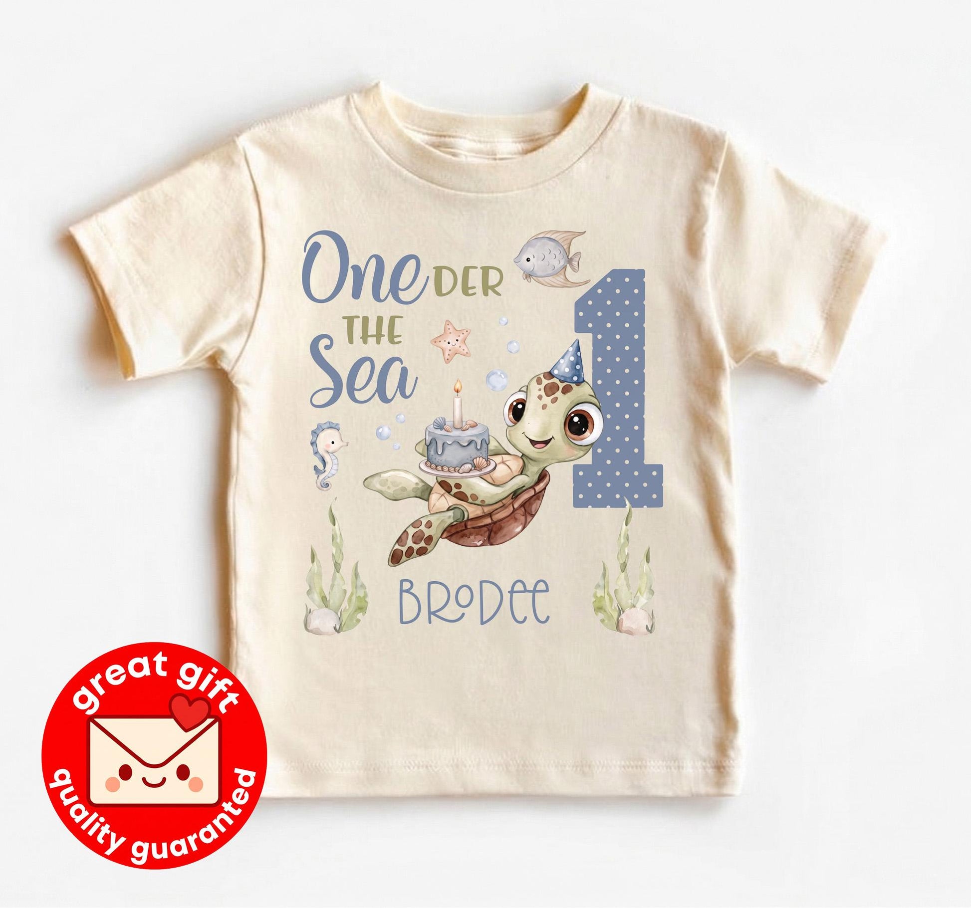Oneder The Sea 1st Birthday Shirt, Personalized Sea Turtle Boy Outfit, Under The Sea Custom Baby Tee, Ocean Theme Party Top