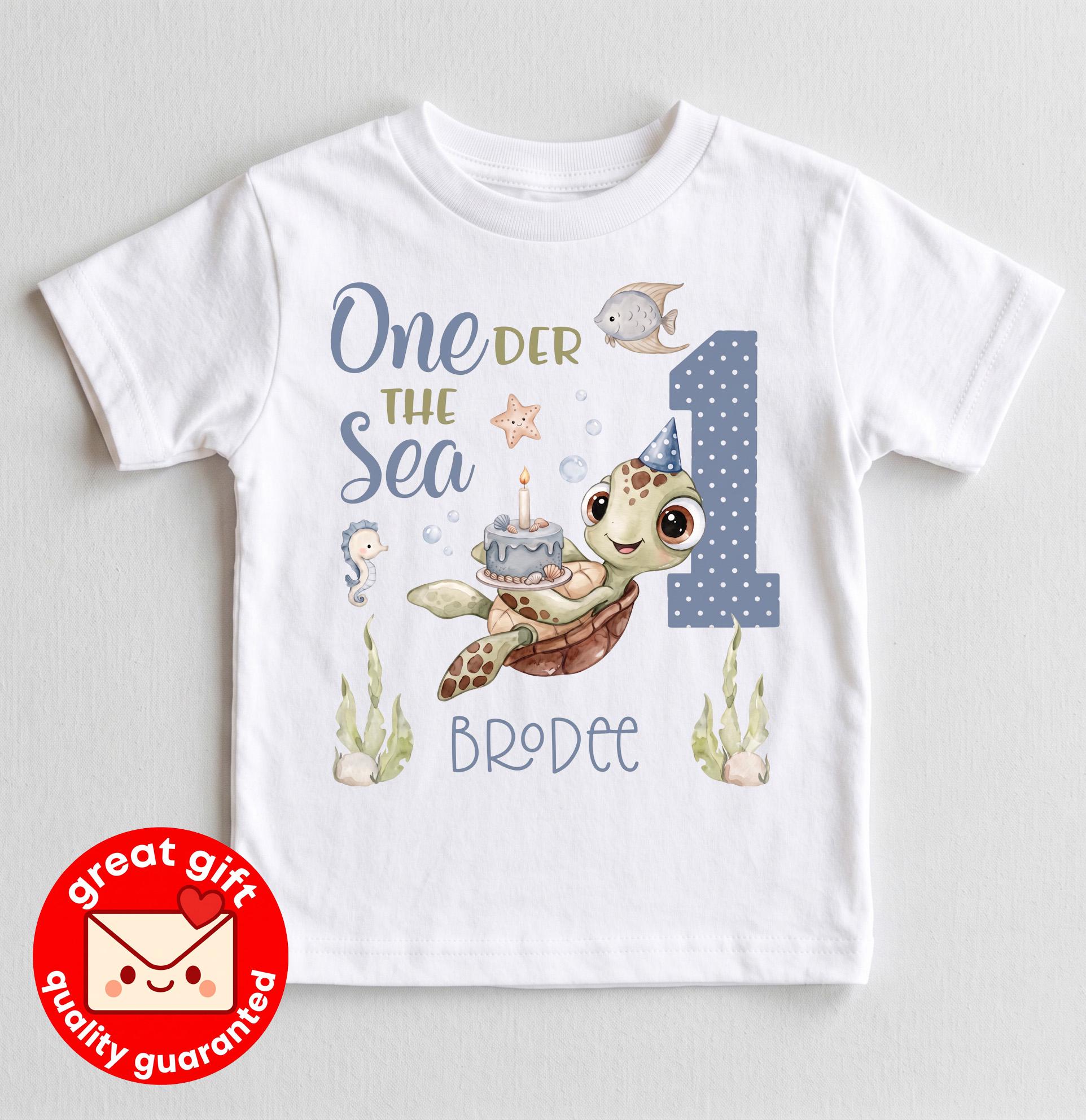 Oneder The Sea 1st Birthday Shirt, Personalized Sea Turtle Boy Outfit, Under The Sea Custom Baby Tee, Ocean Theme Party Top
