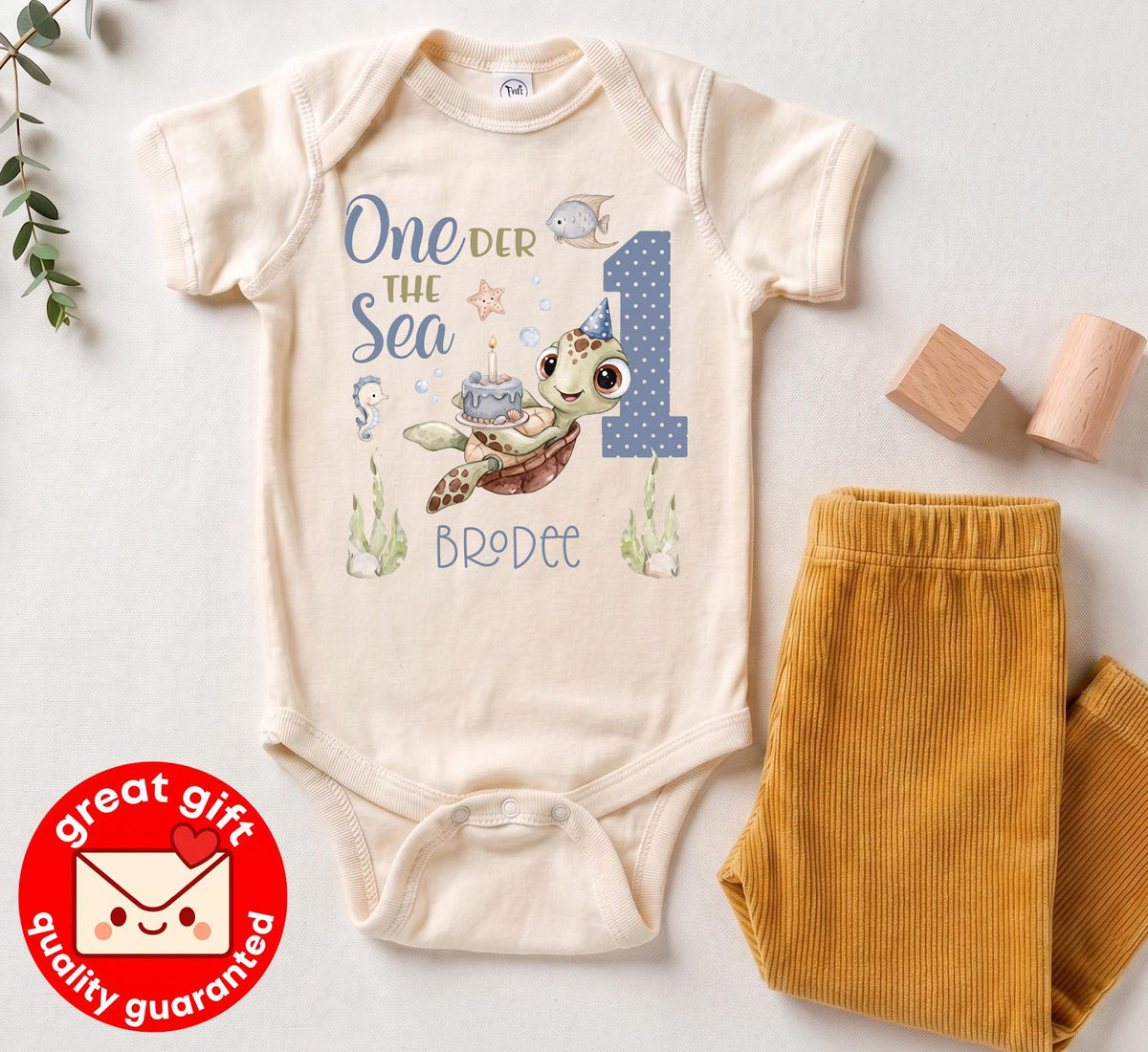 Oneder The Sea 1st Birthday Shirt, Personalized Sea Turtle Boy Outfit, Under The Sea Custom Baby Tee, Ocean Theme Party Top