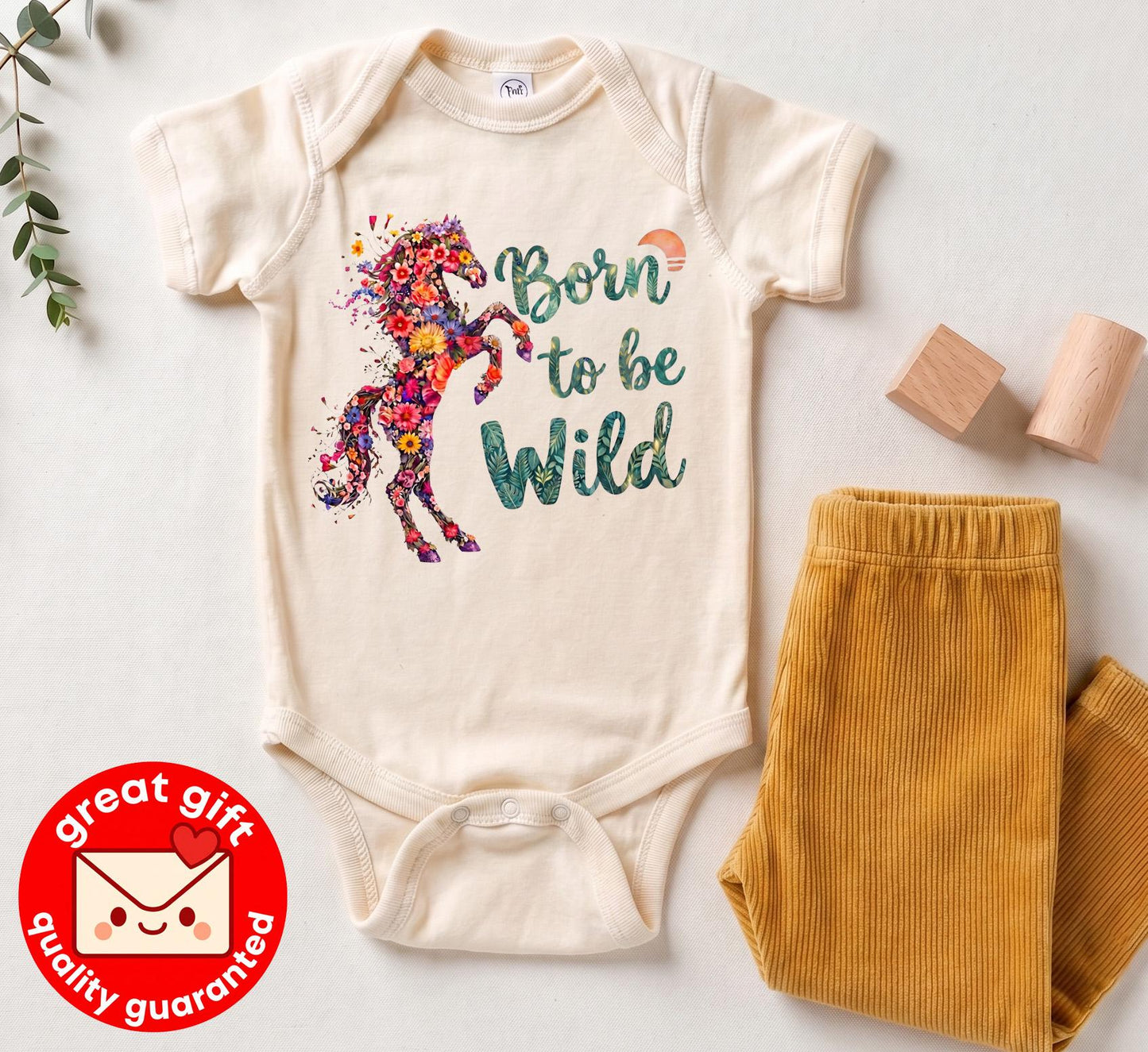 Born to be Wild Baby Bodysuit, Floral Horse Boho Girl Outfit, Western Cowgirl Newborn Clothes, Country Baby Shower Gift Apparel