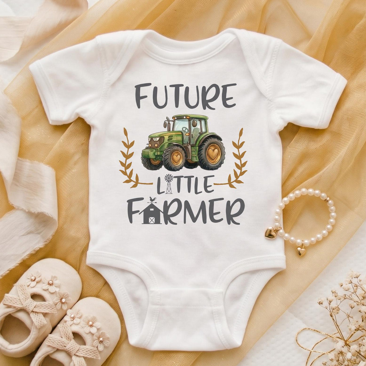 Future Little Farmer Bodysuit, Green Tractor Baby Shirt, Farm Theme Baby Shower Gift, Country Newborn Boy Outfit, Farm Baby Announcement