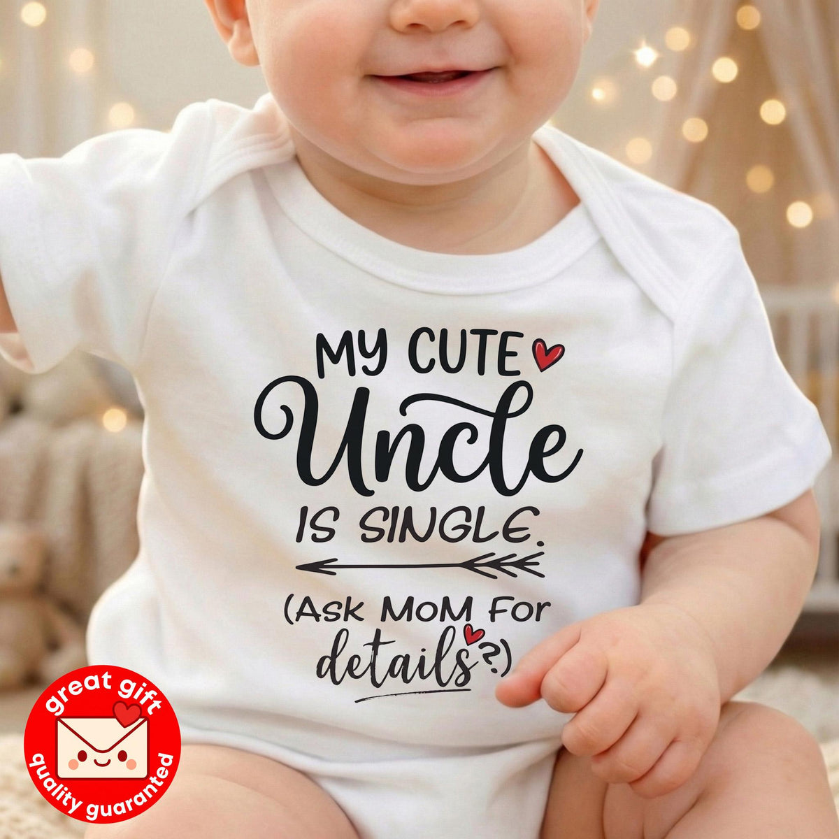 Funny Uncle Baby Bodysuit, My Uncle Is Single Baby Shirt, Baby Shower Gift for Nephew or Niece, Ask Mom For Details Newborn Outfit