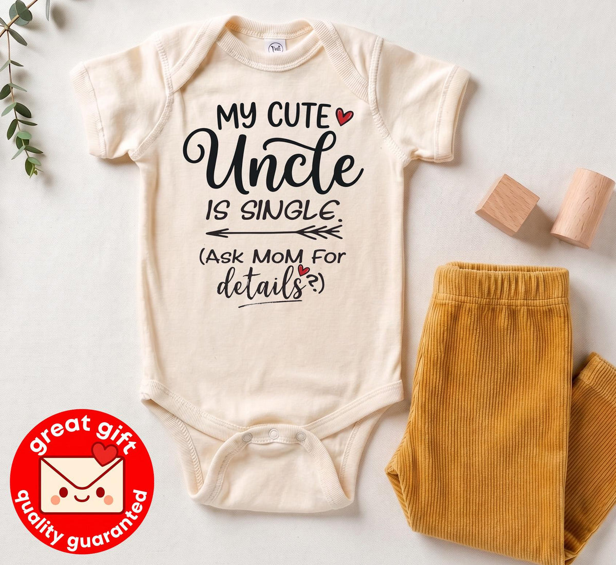 Funny Uncle Baby Bodysuit, My Uncle Is Single Baby Shirt, Baby Shower Gift for Nephew or Niece, Ask Mom For Details Newborn Outfit
