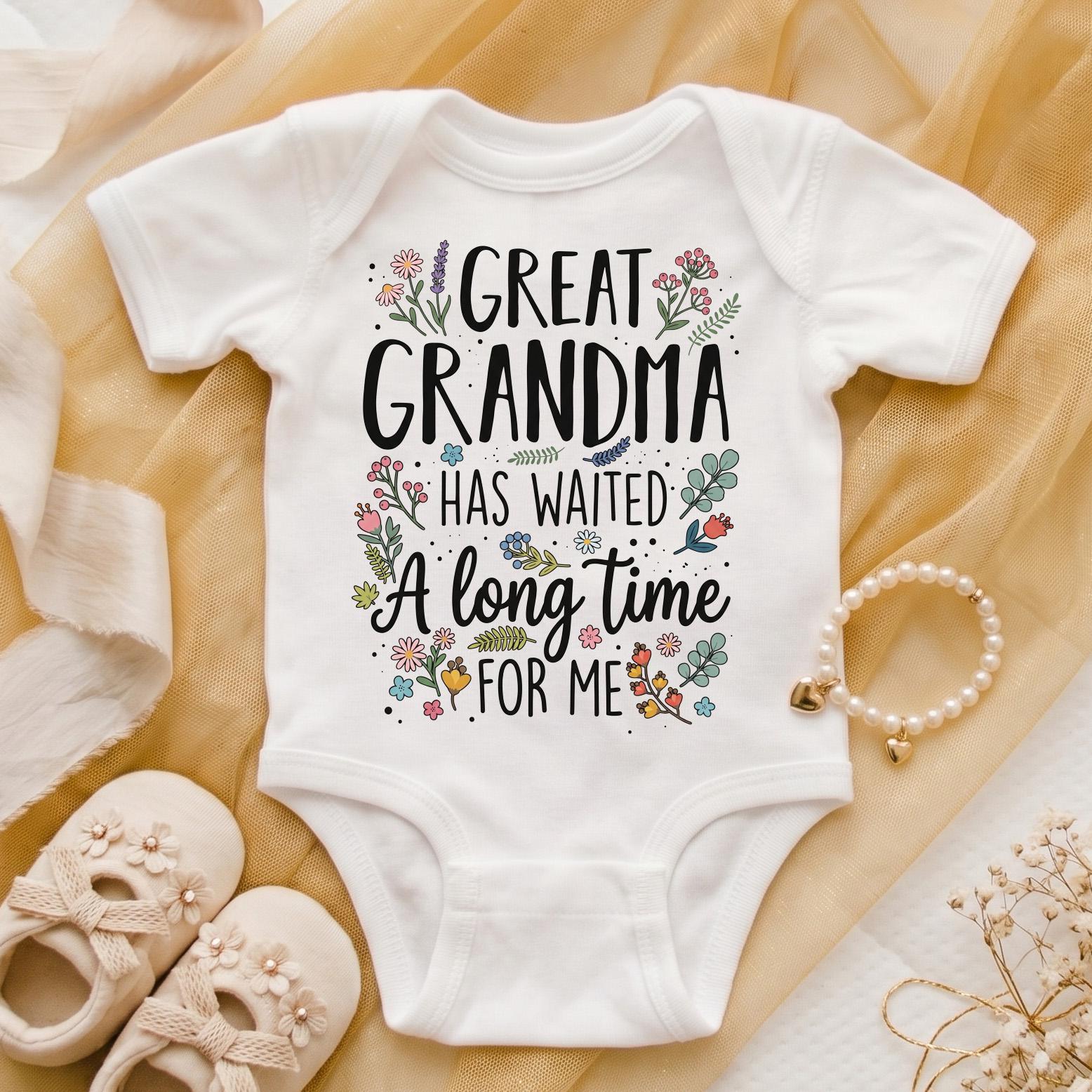 Great Grandma Pregnancy Announcement Bodysuit, Baby Reveal to Great Grandmother, Promoted to Great Grandparent Gift, Long Awaited Baby Shirt