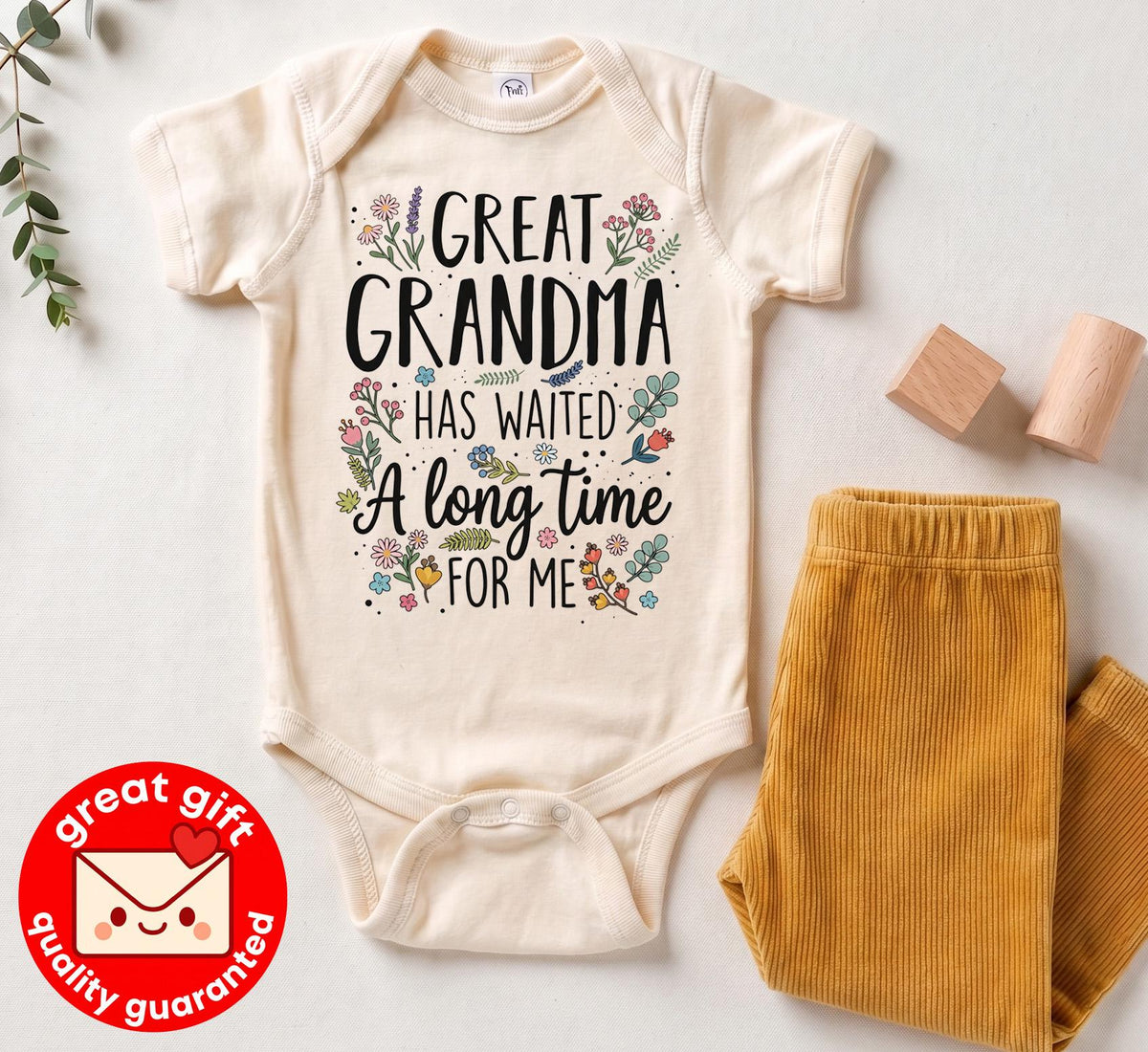 Great Grandma Pregnancy Announcement Bodysuit, Baby Reveal to Great Grandmother, Promoted to Great Grandparent Gift, Long Awaited Baby Shirt