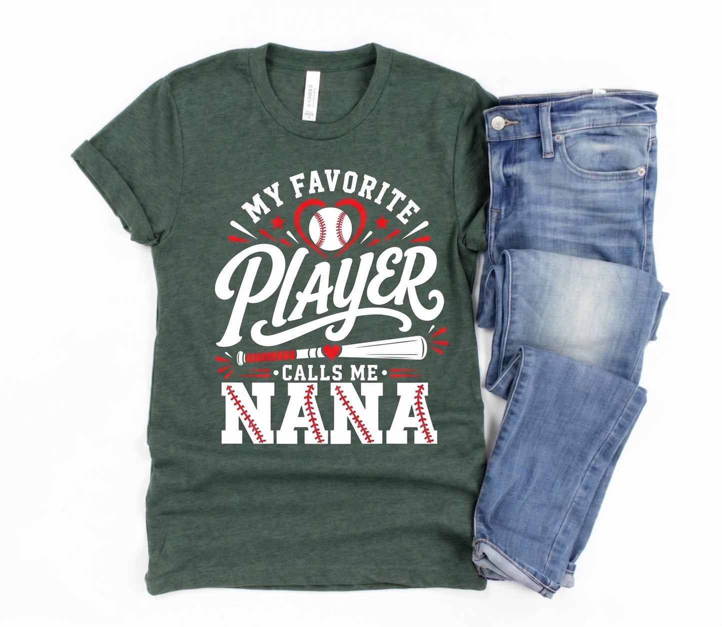 My Favorite Player Calls Me Nana Shirt, Baseball Grandma Tee, Game Day Nana Apparel, Custom Baseball Nana Gift, Sports Family Shirt