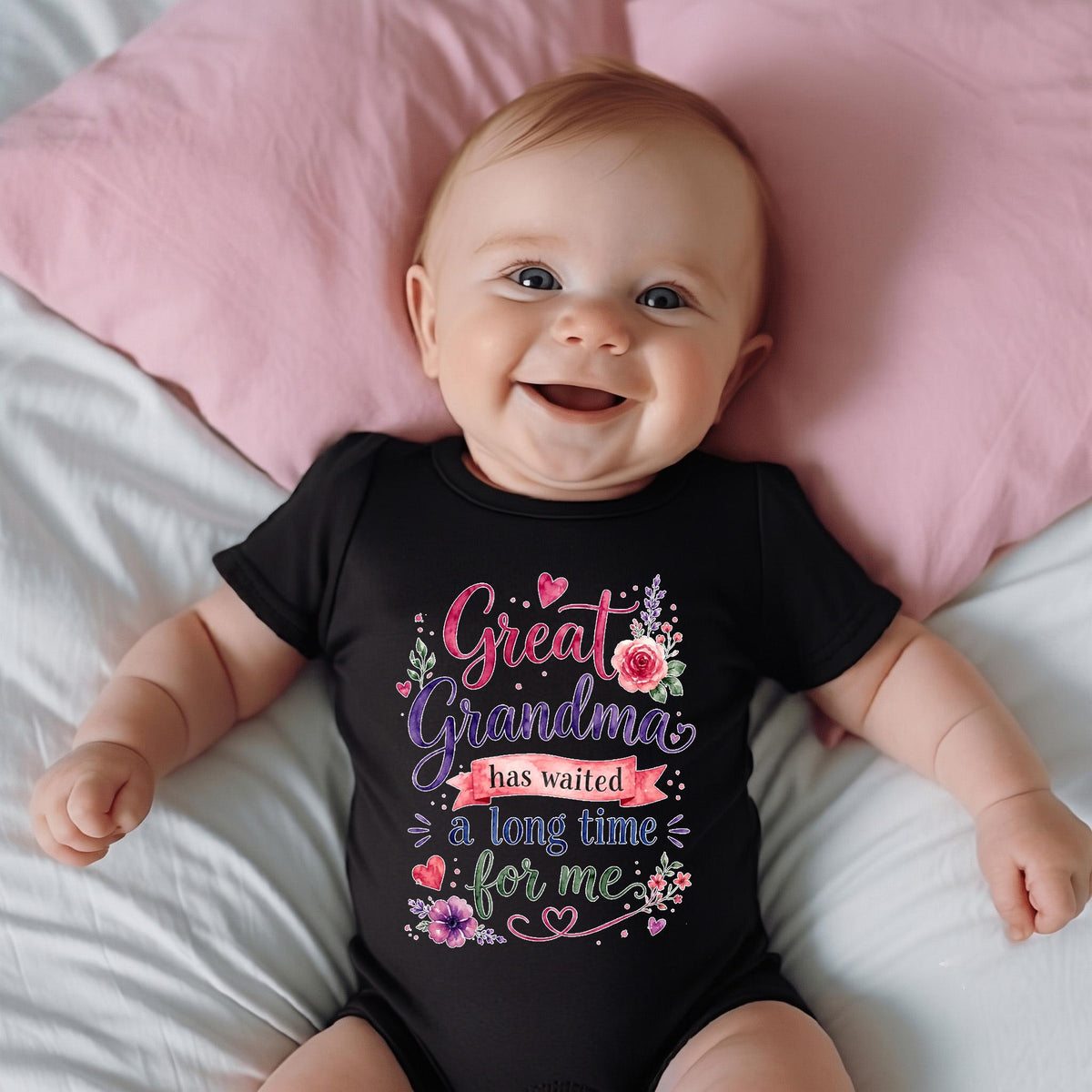 Great Grandma Pregnancy Announcement Onesie, Great Grandma Has Waited A Long Time For Me Bodysuit, Floral Baby Reveal To Great Grandma Gift