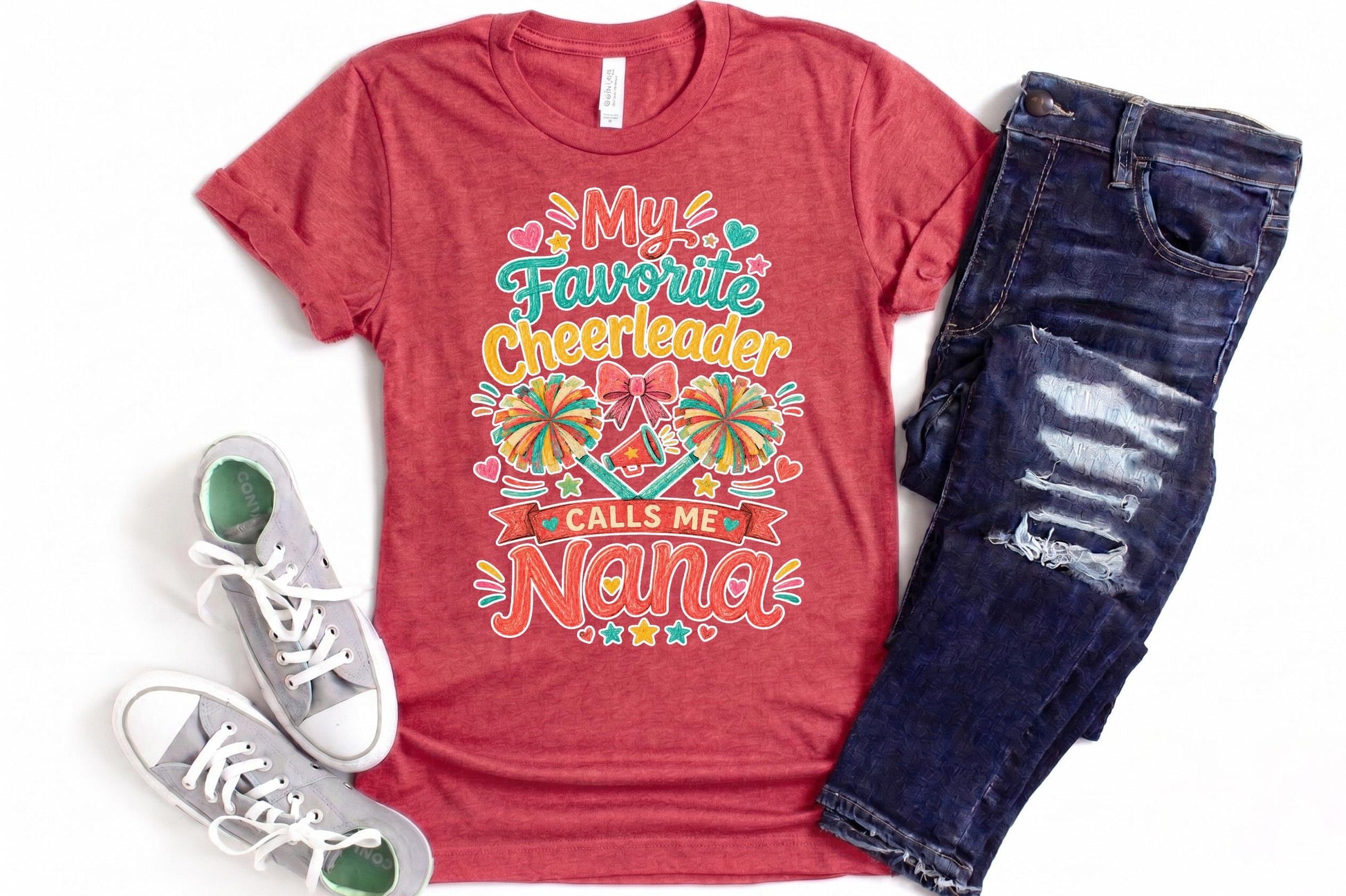 My Favorite Cheerleader Calls Me Nana Shirt, Proud Cheer Grandma Tee, Cute Hand Drawn Cheerleading Nana Gift, Cheer Competition Apparel