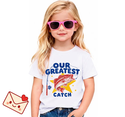 Our Greatest Catch Shirt, Fishing Baby Shirt, Fisherman Baby Shower Gift Boy, Toddler Boy Fishing Tee, Retro Newborn Photo Outfit