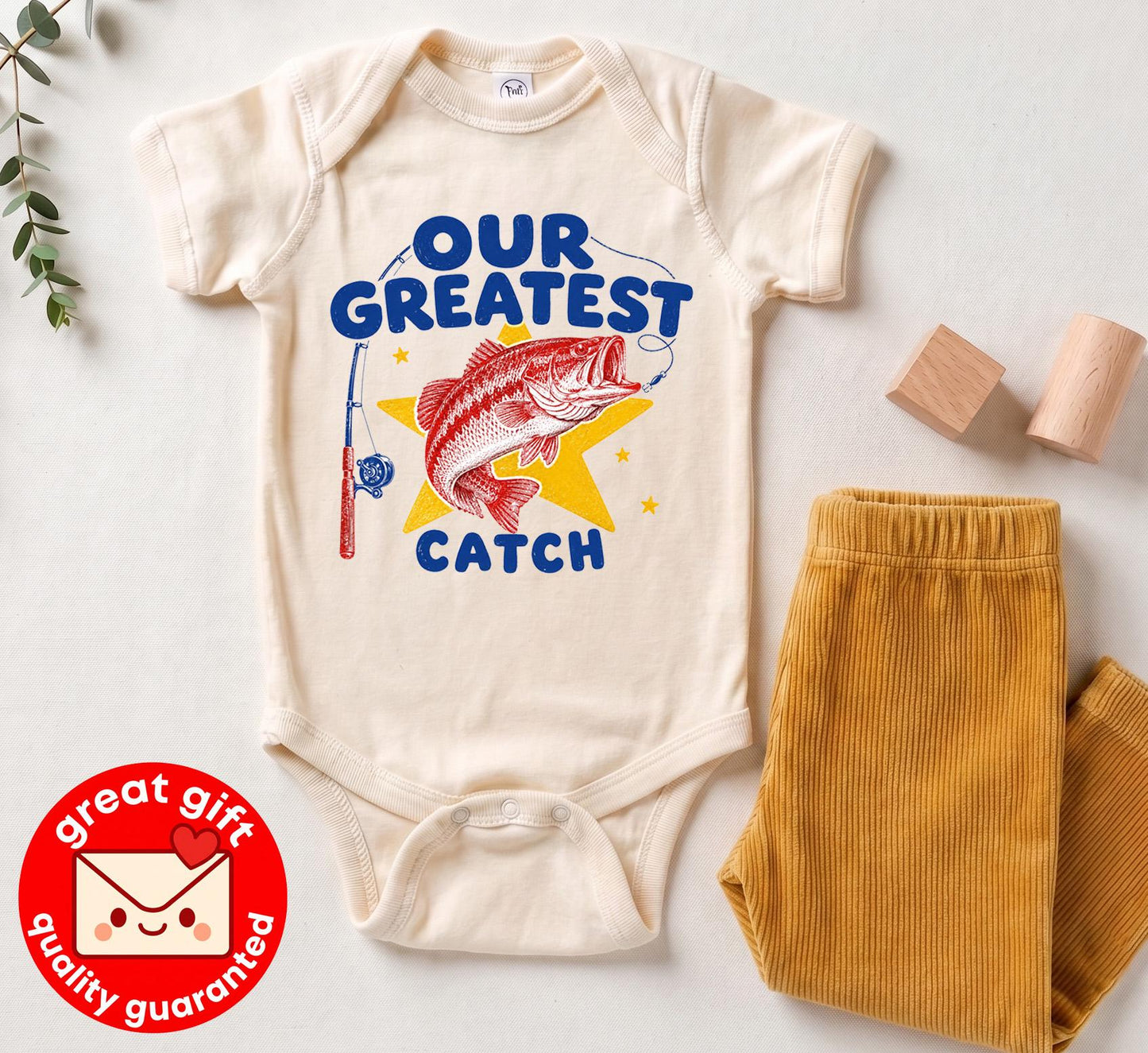 Our Greatest Catch Shirt, Fishing Baby Shirt, Fisherman Baby Shower Gift Boy, Toddler Boy Fishing Tee, Retro Newborn Photo Outfit