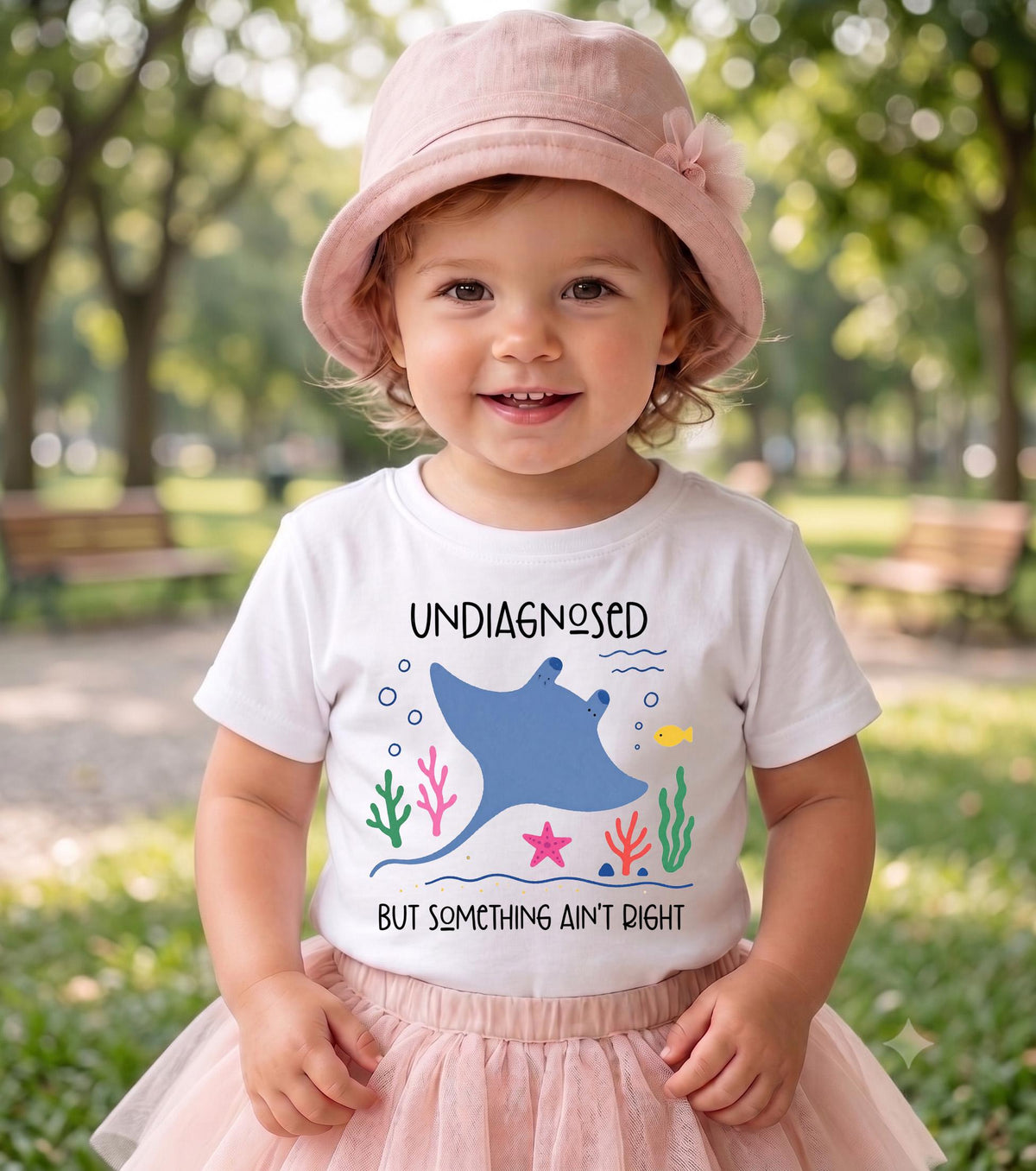Undiagnosed But Something Aint Right Shirt, Cute Stingray Mental Health Tee, Funny ADHD Ocean Doodle Shirt, Neurodivergent Gift