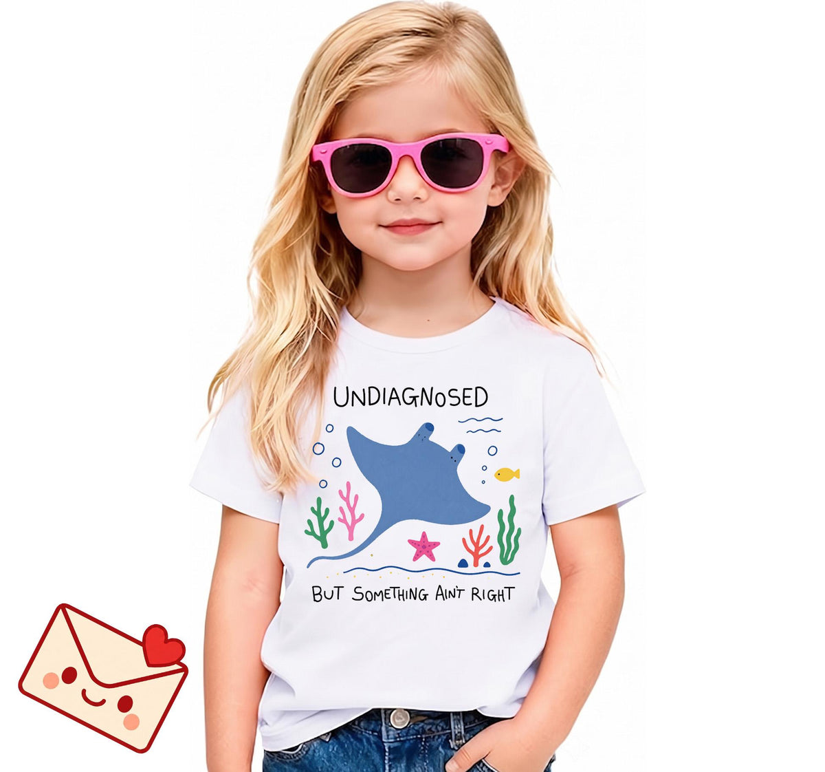 Undiagnosed But Something Aint Right Shirt, Cute Stingray Mental Health Tee, Funny ADHD Ocean Doodle Shirt, Neurodivergent Gift