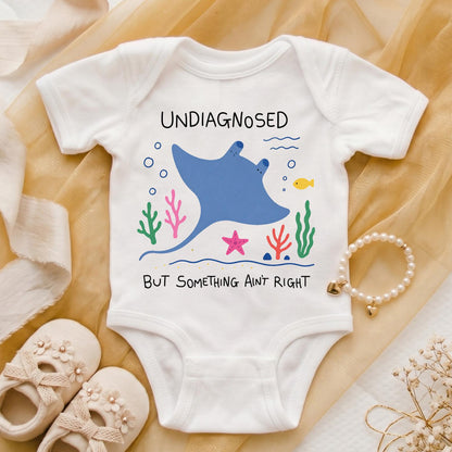 Undiagnosed But Something Aint Right Shirt, Cute Stingray Mental Health Tee, Funny ADHD Ocean Doodle Shirt, Neurodivergent Gift