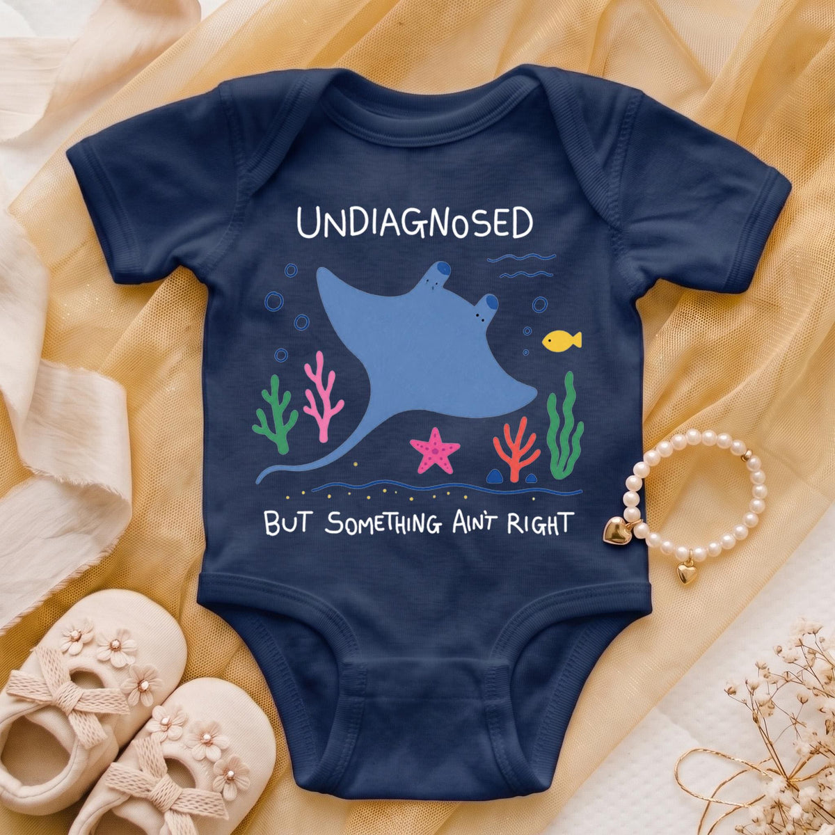 Undiagnosed But Something Aint Right Shirt, Cute Stingray Mental Health Tee, Funny ADHD Ocean Doodle Shirt, Neurodivergent Gift