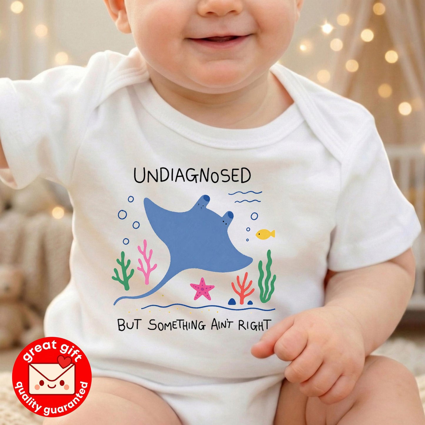 Undiagnosed But Something Aint Right Shirt, Cute Stingray Mental Health Tee, Funny ADHD Ocean Doodle Shirt, Neurodivergent Gift