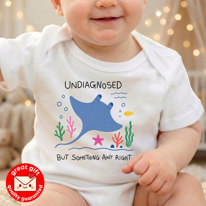 Undiagnosed But Something Aint Right Shirt, Cute Stingray Mental Health Tee, Funny ADHD Ocean Doodle Shirt, Neurodivergent Gift