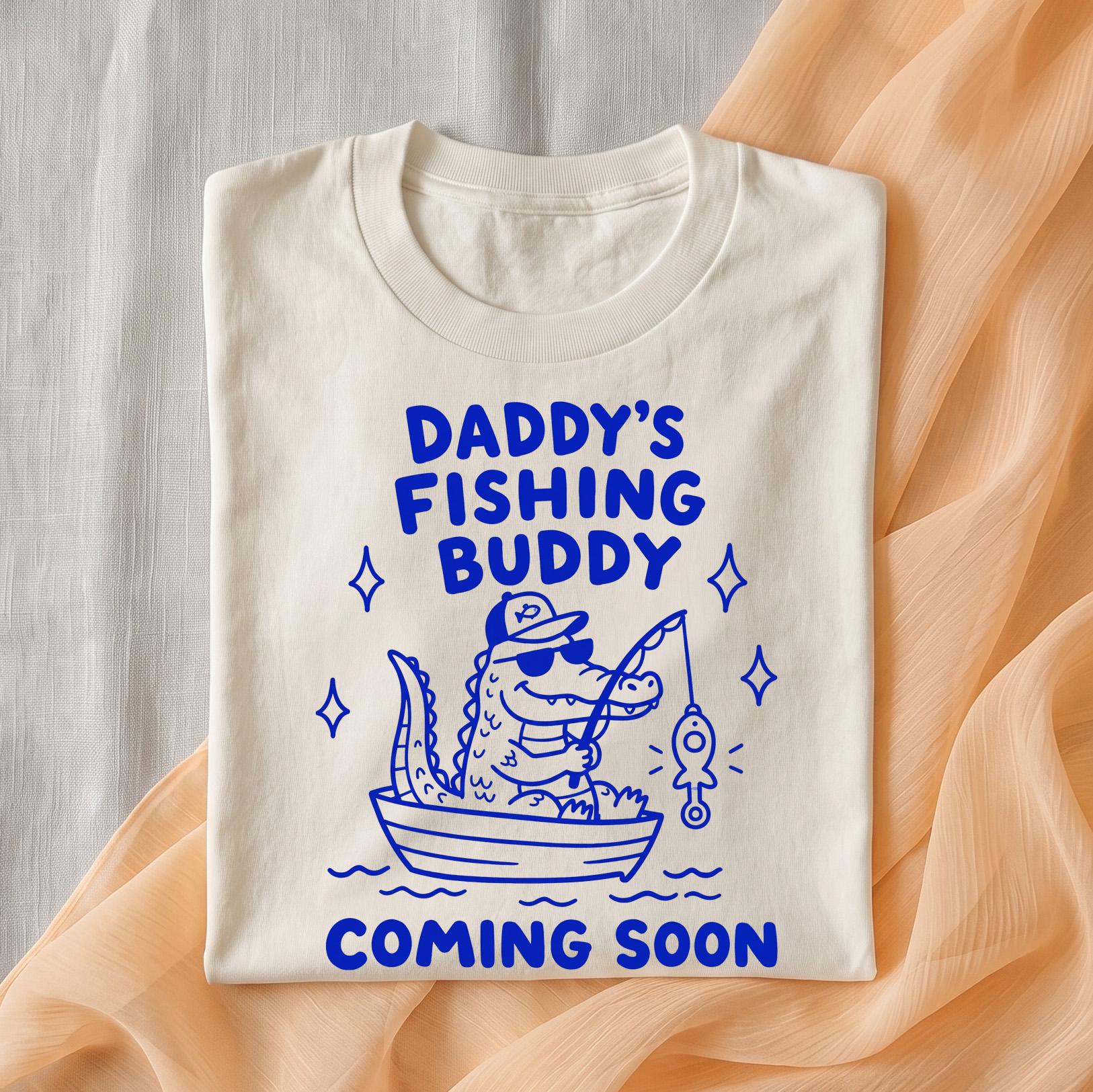 Daddy's Fishing Buddy Coming Soon Onesie, Fishing Pregnancy Reveal, Expecting Dad Gift, Cute Baby Announcement Shirt, Hand Drawn Doodle Tee