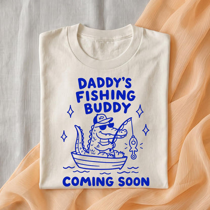Daddy's Fishing Buddy Coming Soon Onesie, Fishing Pregnancy Reveal, Expecting Dad Gift, Cute Baby Announcement Shirt, Hand Drawn Doodle Tee