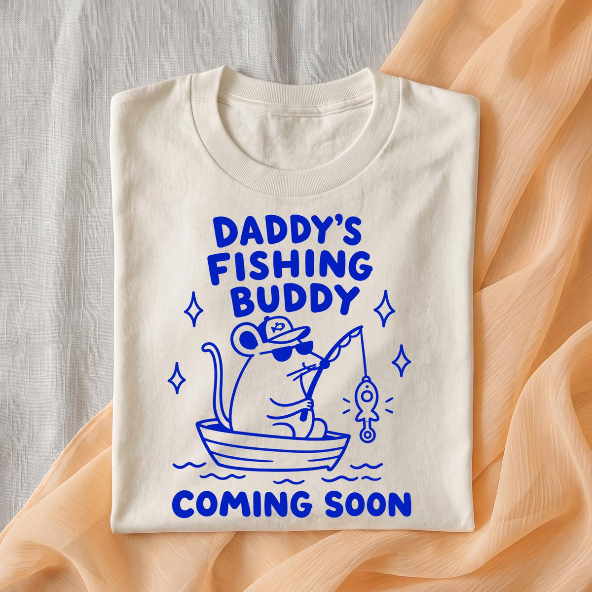 Daddy's Fishing Buddy Coming Soon Onesie, Fishing Pregnancy Reveal, Expecting Dad Gift, Cute Baby Announcement Shirt, Hand Drawn Doodle Tee