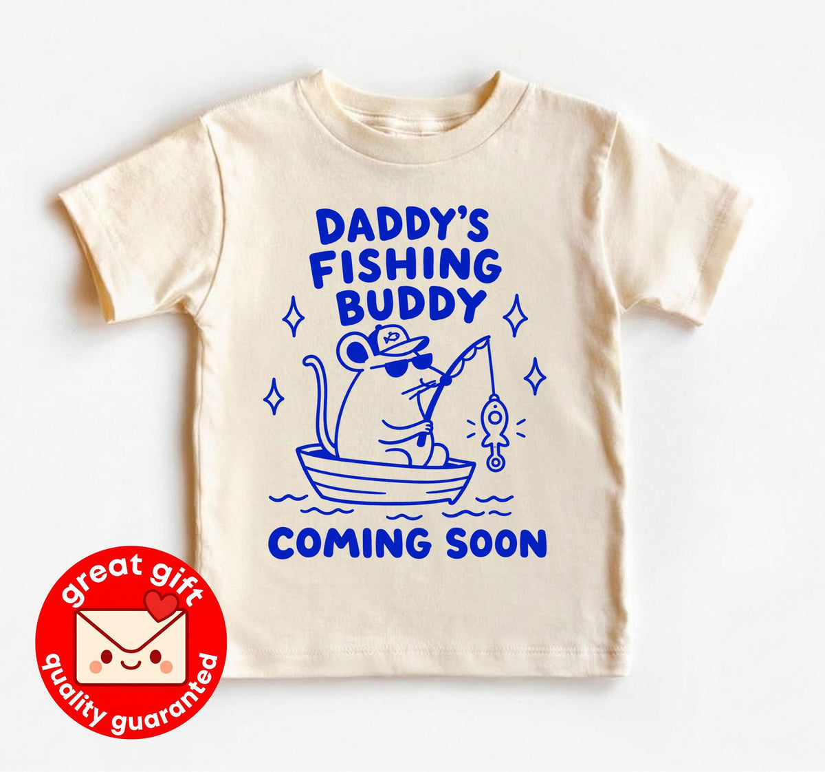 Daddy's Fishing Buddy Coming Soon Onesie, Fishing Pregnancy Reveal, Expecting Dad Gift, Cute Baby Announcement Shirt, Hand Drawn Doodle Tee