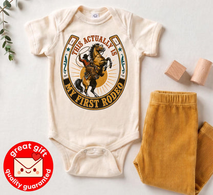 This Actually Is My First Rodeo Shirt, Vintage Cowboy Graphic Tee, Funny Western T-Shirt, Retro Country Music Shirt, Sarcastic Rodeo Tee