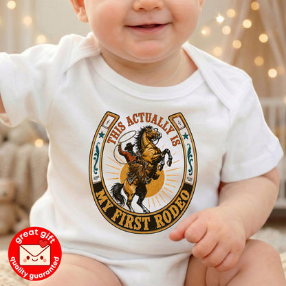 This Actually Is My First Rodeo Shirt, Vintage Cowboy Graphic Tee, Funny Western T-Shirt, Retro Country Music Shirt, Sarcastic Rodeo Tee