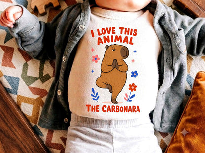 I Love This Animal The Carbonara Baby Onesie, Funny Capybara Meme Bodysuit, Yoga Animal Infant Shirt, Cute Baby Shower Gift Girl Boy