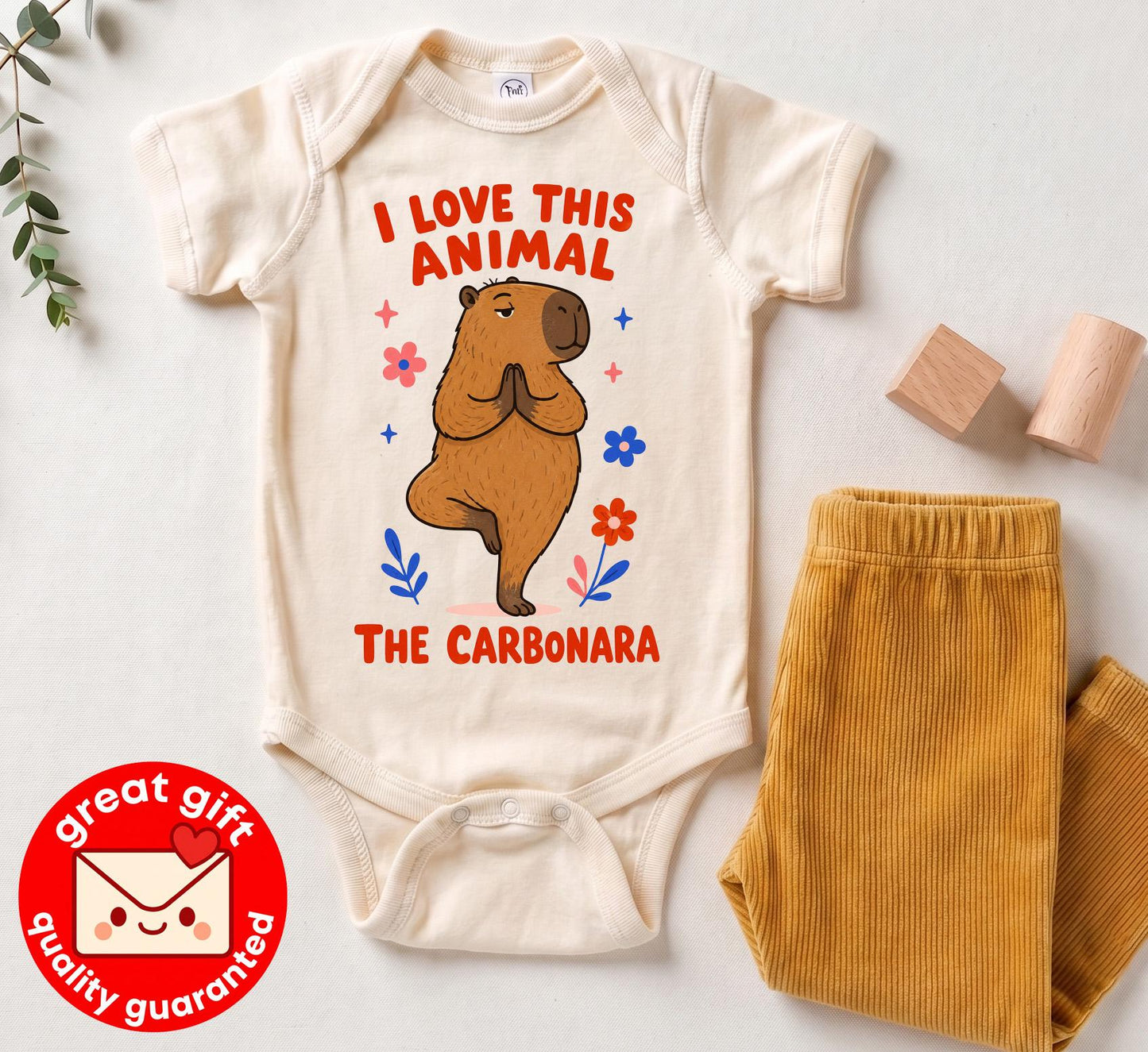 I Love This Animal The Carbonara Baby Onesie, Funny Capybara Meme Bodysuit, Yoga Animal Infant Shirt, Cute Baby Shower Gift Girl Boy