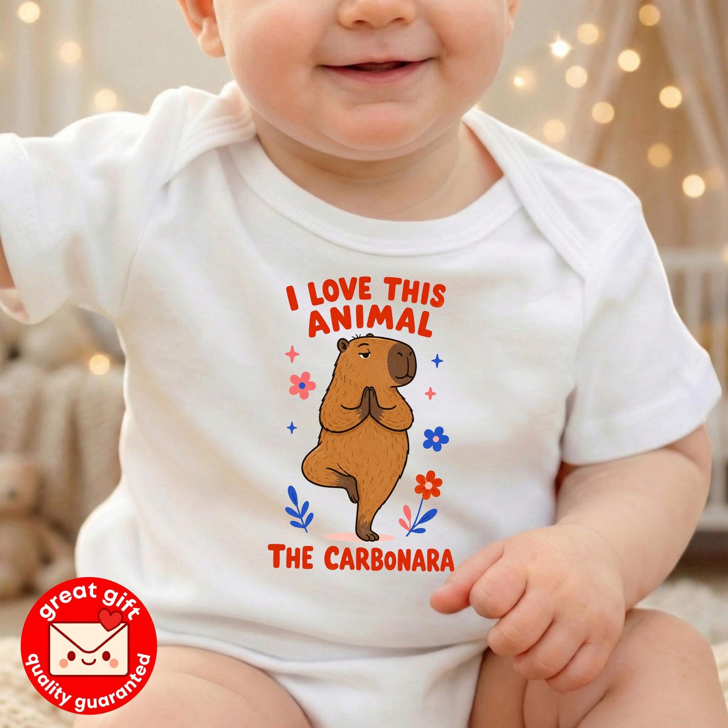 I Love This Animal The Carbonara Baby Onesie, Funny Capybara Meme Bodysuit, Yoga Animal Infant Shirt, Cute Baby Shower Gift Girl Boy