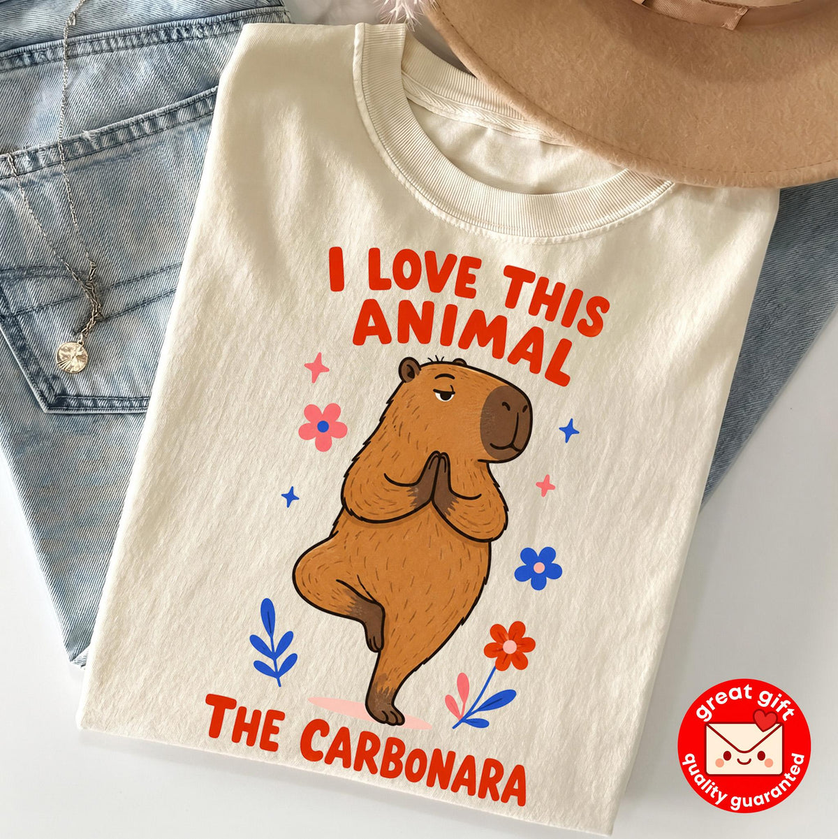 I Love This Animal The Carbonara Baby Onesie, Funny Capybara Meme Bodysuit, Yoga Animal Infant Shirt, Cute Baby Shower Gift Girl Boy