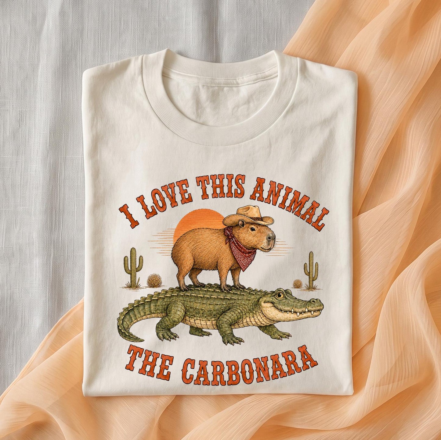 I Love This Animal The Carbonara Baby Onesie, Funny Cowboy Capybara Bodysuit, Western Alligator Meme Baby Shirt, Cute Baby Shower Gift
