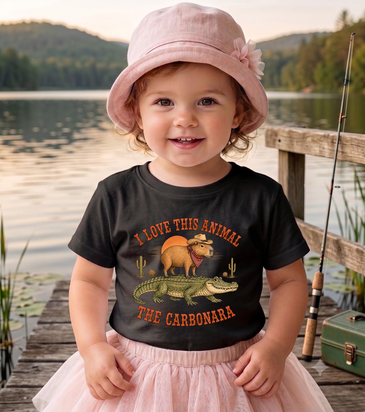 I Love This Animal The Carbonara Baby Onesie, Funny Cowboy Capybara Bodysuit, Western Alligator Meme Baby Shirt, Cute Baby Shower Gift