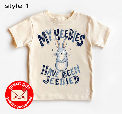 My Heebies Have Been Jeebied Kids Shirt, Funny Meme Toddler Tee, Cute Bunny Youth Graphic, Ironic Humor Baby Apparel, Weird Core Kid Tee