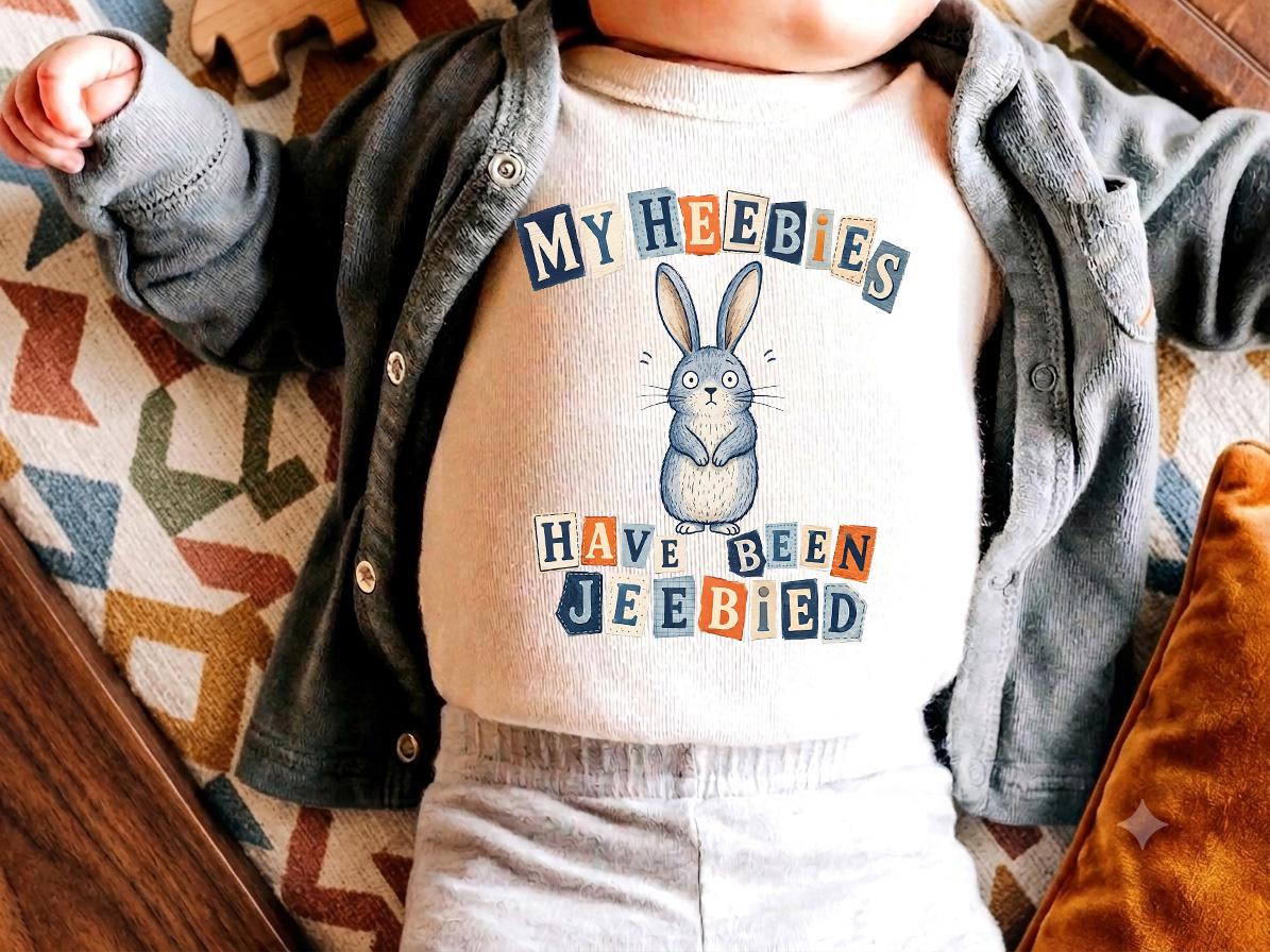 My Heebies Have Been Jeebied Kids Shirt, Funny Meme Toddler Tee, Cute Bunny Youth Graphic, Ironic Humor Baby Apparel, Weird Core Kid Tee