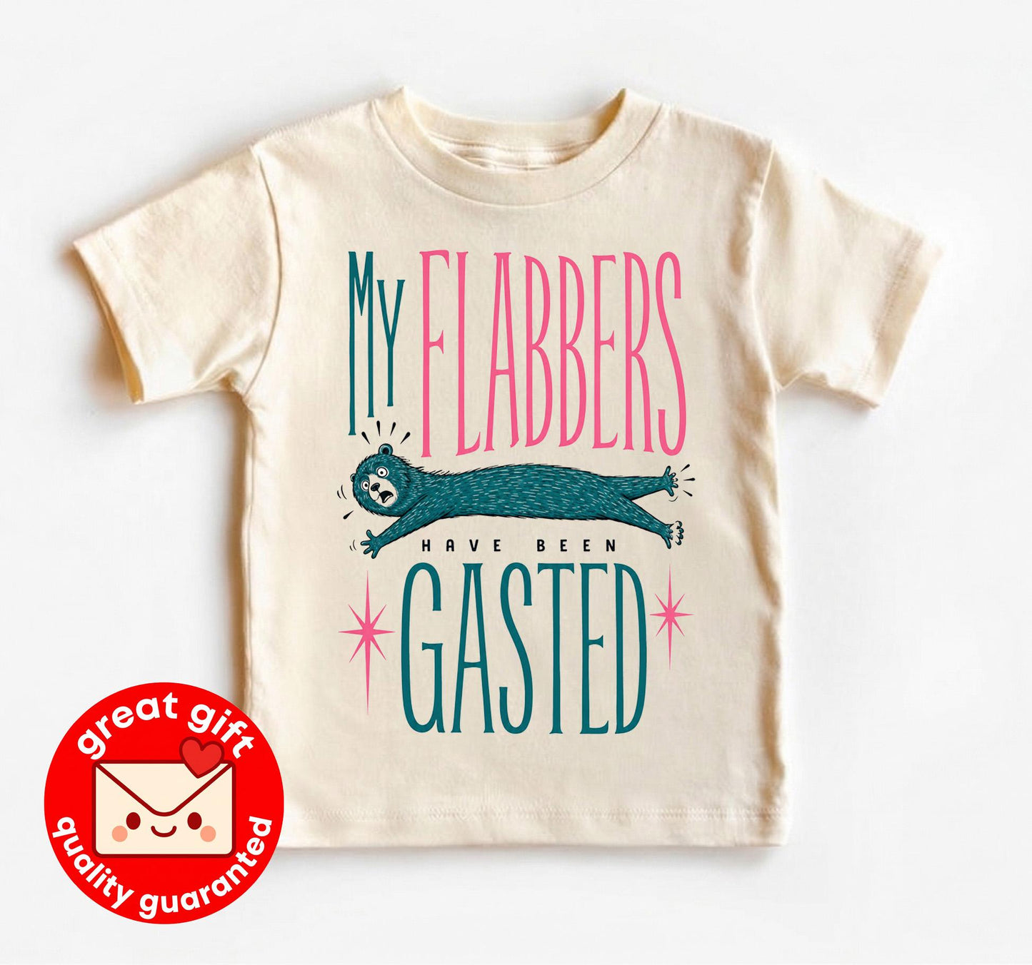 My Flabbers Have Been Gasted Toddler Shirt, Funny Bear Kids T-Shirt, Silly Animal Tee, Quirky Gift for Boys and Girls