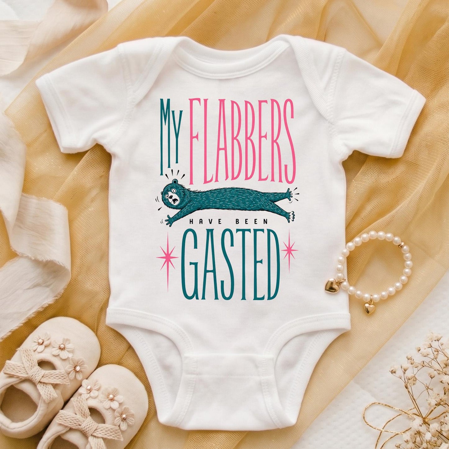 My Flabbers Have Been Gasted Toddler Shirt, Funny Bear Kids T-Shirt, Silly Animal Tee, Quirky Gift for Boys and Girls