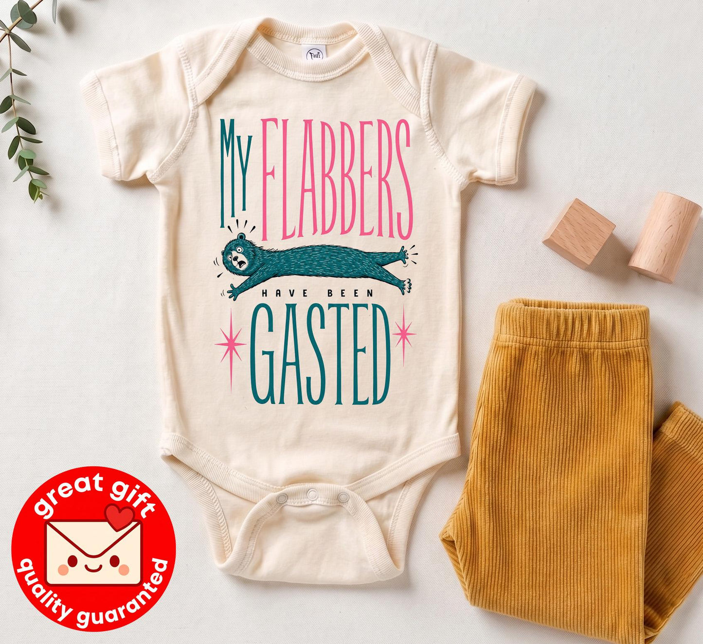 My Flabbers Have Been Gasted Toddler Shirt, Funny Bear Kids T-Shirt, Silly Animal Tee, Quirky Gift for Boys and Girls