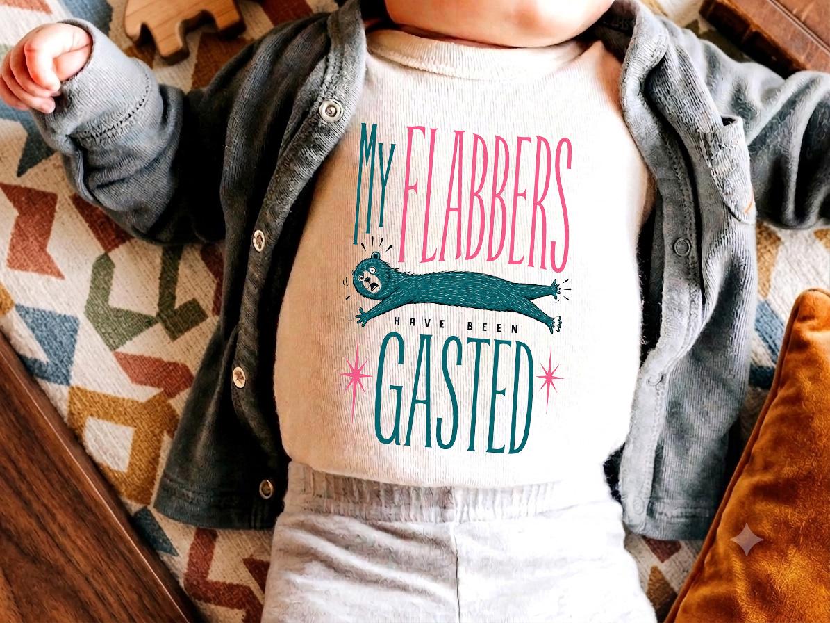 My Flabbers Have Been Gasted Toddler Shirt, Funny Bear Kids T-Shirt, Silly Animal Tee, Quirky Gift for Boys and Girls