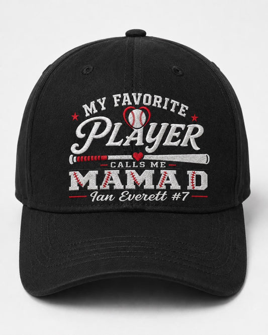Custom Baseball Dad Hat, My Favorite Player Calls Me Papa Embroidered Cap, Personalized Baseball Mom Hat, Sports Grandpa Gigi Gift