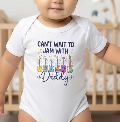 MultiColor Cotton Baby Bodysuit with Artistic Rock Guitar Graphic for Jamming with Daddy [Kelly Green/Forest]