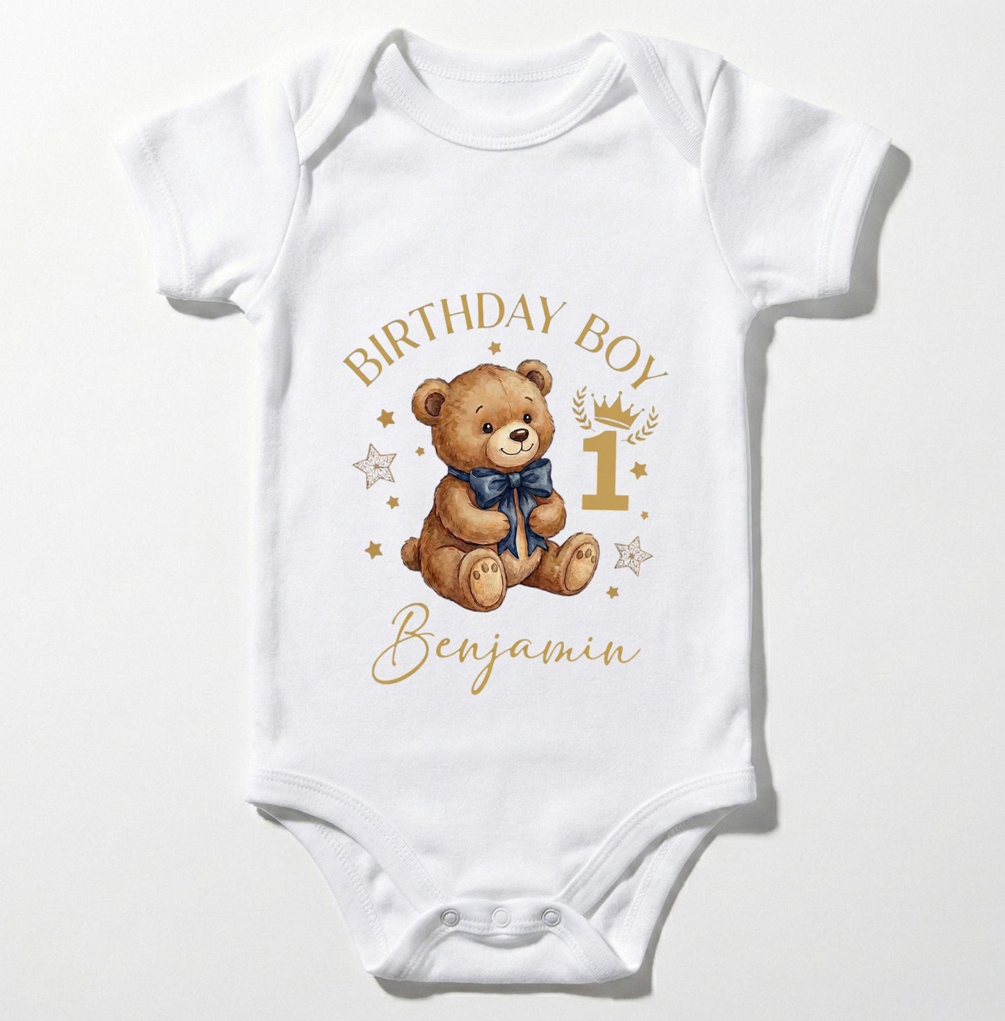 Custom First Birthday Boy Shirt Navy Teddy Bear Watercolor Personalized Toddler Tee [Irish Green/Carolina Blue]