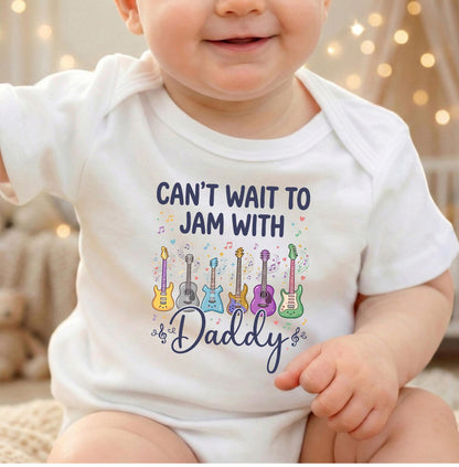 MultiColor Cotton Baby Bodysuit with Artistic Rock Guitar Graphic for Jamming with Daddy [Kelly Green/Forest]